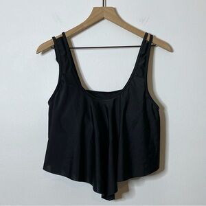 Black Double Strap Flowy Bikini Swim Top - Size Large